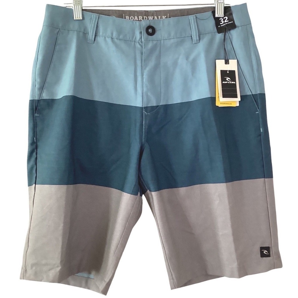 Rip Curl NWT Boardwalk Swim Shorts Blue Grey Hybrid Surfer Size 32